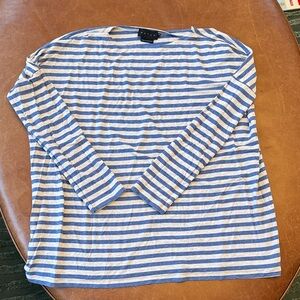 Hatch maternity long sleeve t shirt size 2 in hatch sizing. Blue and oat stripe